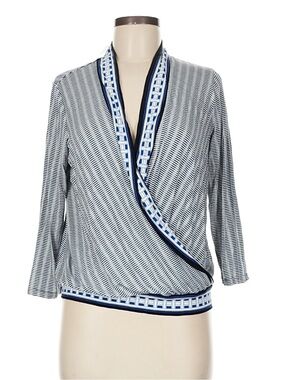 NWT  Max Studio Navy and White Patterned Blouse